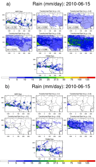Figure 7. (a) 24-h accumulated spatial distribution rainfall amount: 15-06-2010. (b) Same as (a) but the climatological mean has been removed