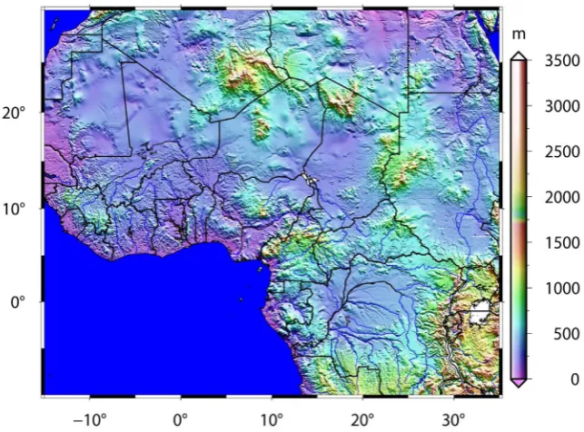 Figure 1. WRF model domain and topography. 