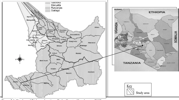 Figure 3.1: Karaba and Riakanau locations, Embu County (Google maps,2012) 