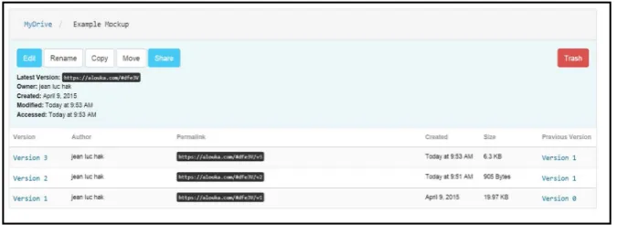 Figure 12. Versioning using Alouka. 
