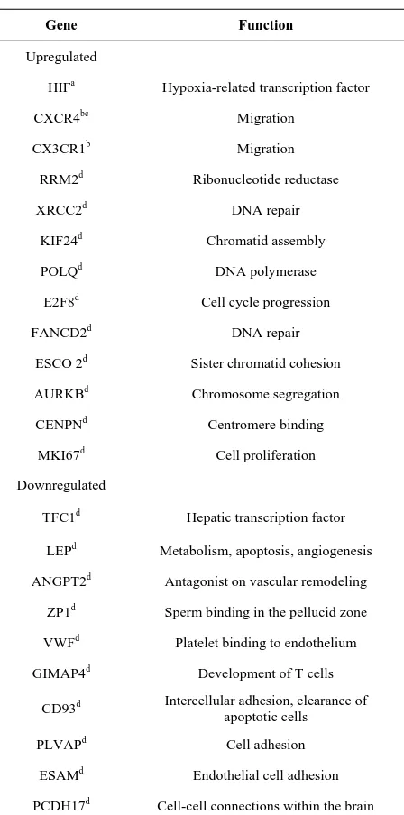 Table 1. Expression of genes in human MSCs cultured under hypoxic conditions. 