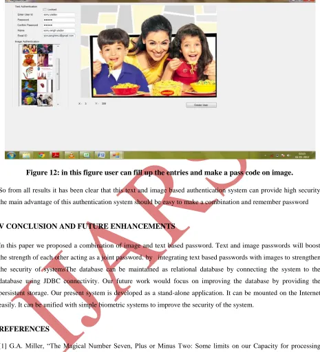 Figure 12: in this figure user can fill up the entries and make a pass code on image.   