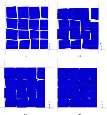 Figure 12. The process of the lateral compaction at: (a) The first time step; (b) The 22nd time step; (c) The 40th time step; (d) The 49th time step