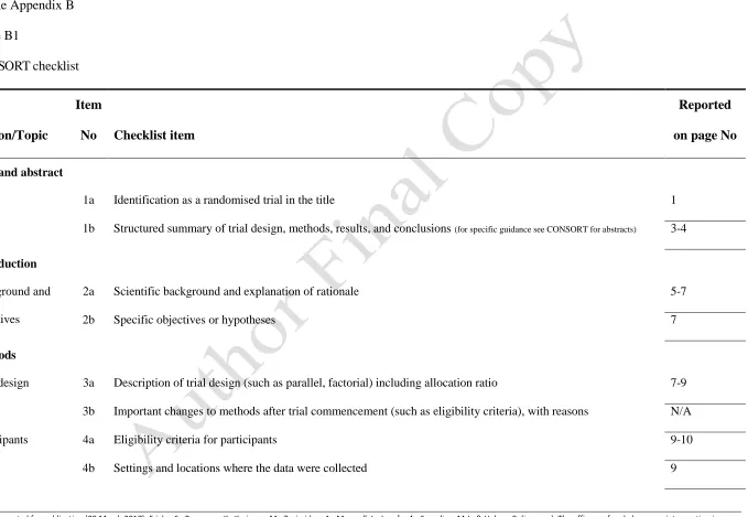 Table B1 CONSORT checklist 