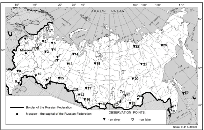 Figure 1. Observing sites on rivers and lakes. 