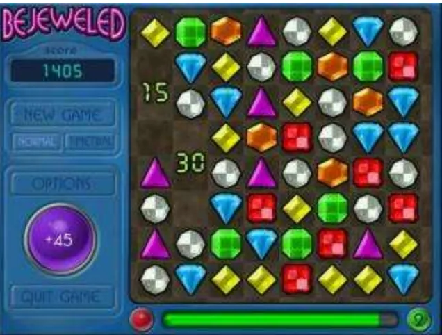 Figure 3-1: A game of Bejeweled in progress. Two vertical lines of jewels were 