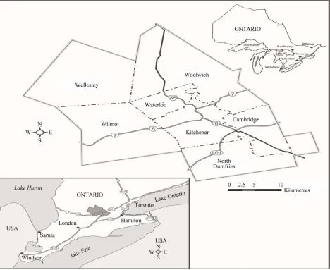 Figure 2.  Study Location-Waterloo Region, Ontario, Canada.