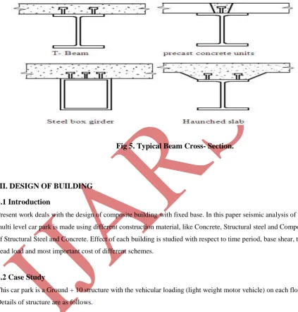Figure 5. shows several composite beam cross-sections (rolled or welded sections) in which the wet concrete has 