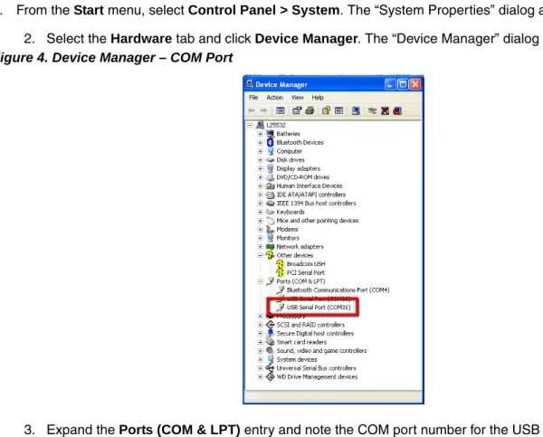 Figure 4. Device Manager – COM Port
