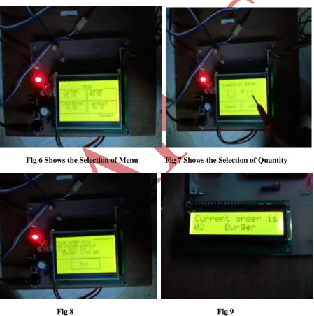 Fig 6 Shows the Selection of Menu              Fig 7 Shows the Selection of Quantity 