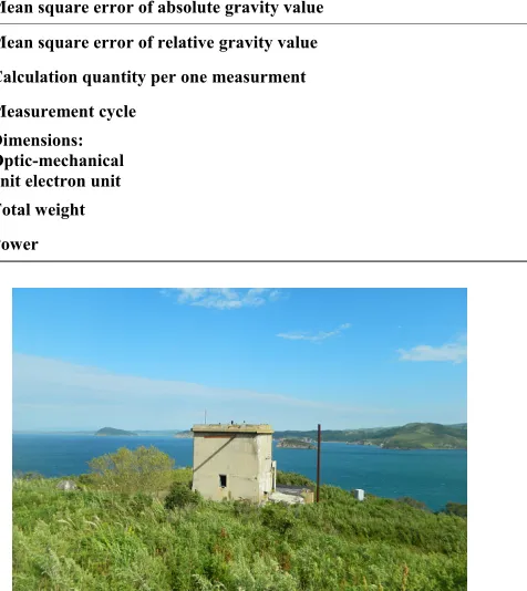 Table 2. Technical specifications of GABL gravimeter. 