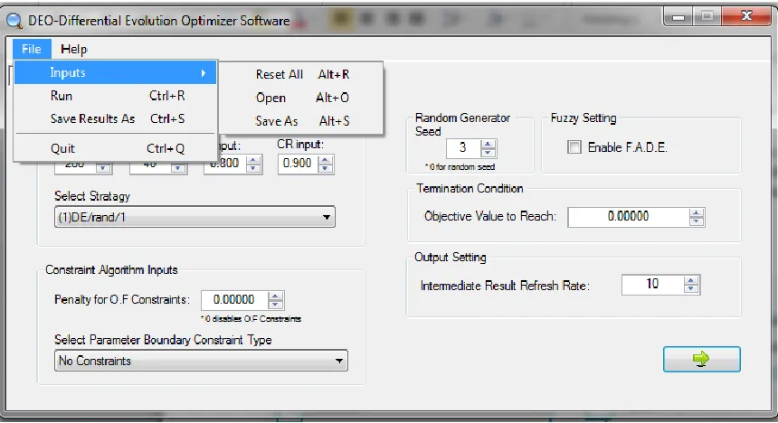 Figure 3.1. Interface of DEO menu. 
