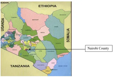 Figure 3.1: Different Counties in Kenya. Nairobi County is represented with a 