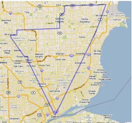 Figure 1. Planned tri-county BRT triangle Route (Anderson, 2011). 