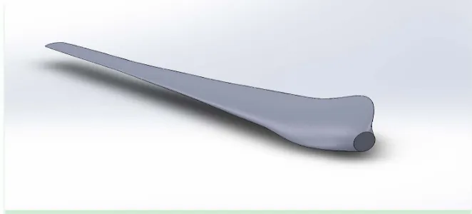 Figure 2. Proposed designed wind turbine blade.  