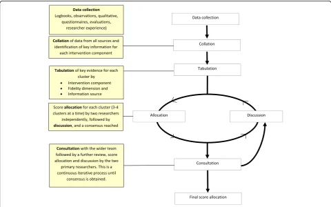 Fig. 1 The ‘WAVES model’ for analysis of process evaluation data