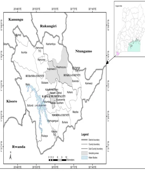 Figure 3.2: Map showing the study area (Kabale District) in southwestern Uganda 