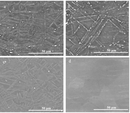 Figure 12 ACCEPTEDBackscattered SEM images after annealing (a) 285s, (b) 585s, (c) 975s and (d) 5175s at 490 °C