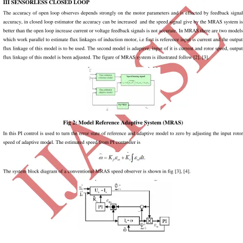 Fig 3: parallel rotor speed and stator resistance estimation 