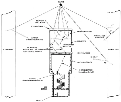Figure 3.9: Various events in the vicinity of a typical detector (Knoll, 1989).