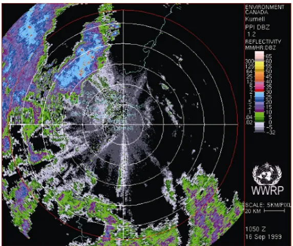 Figure 1.1: An Example of Doppler Radar Reﬂectivity Image(1999, September 16th, 10:50)