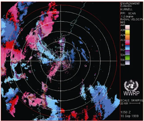 Figure 1.2: An Example of Doppler Radar Velocity Image(1999, September 16th, 10:50)