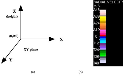 Figure 1.3: (a) The coordinate system used by 3D velocity representation and (b) the