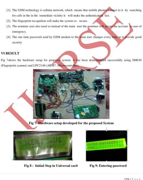 Fig 7shows the hardware setup for proposed system. It has been demonstrated successfully using SM630  