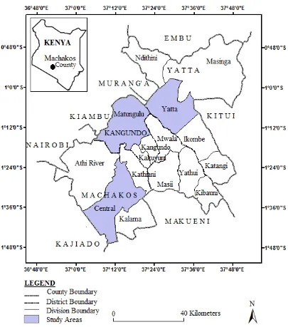 Figure 3.2: Sampled Divisions in Machakos County. 