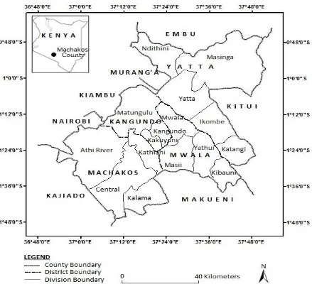 Figure 3.1: Machakos County Districts/ Divisions. 