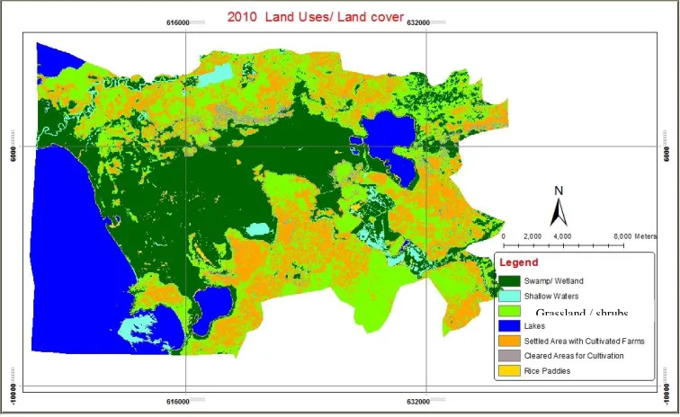 Figure 4 8: Supervised Classification land use land cover image results for the year 2014 in Yala wetland  