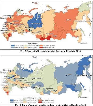 Fig. 2. Susceptibility subindex distribution in Russia in 2010 