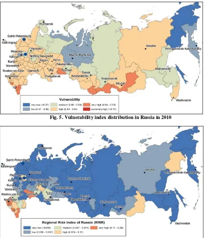 Fig. 5. Vulnerability index distribution in Russia in 2010 