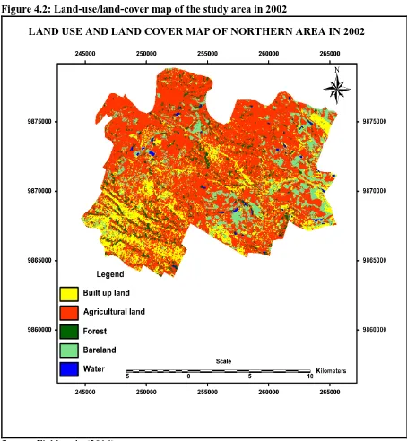Figure 4.2: Land-use/land-cover map of the study area in 2002  