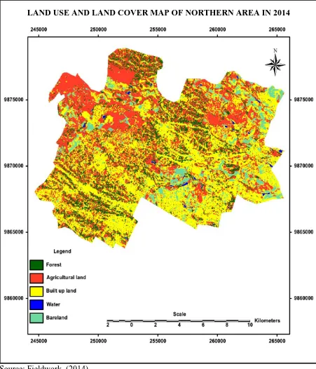 Figure 4.3: Land-use/land-cover classified map of the study area in 2014 