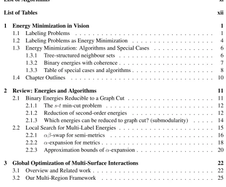 Table of special cases and algorithms . . . . . . . . . . . . . . . . . . .