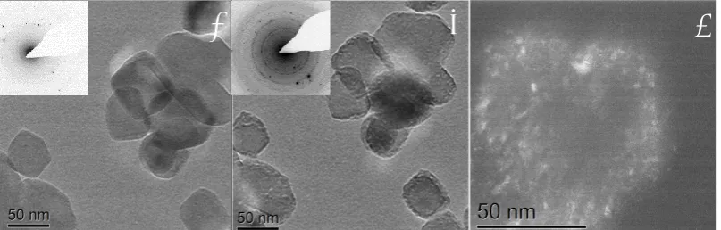 Figure 1A (left)- BFTEM image of calcite particles before irradiation, 1B (centre)- particles after 1.9x107 e-nm-2