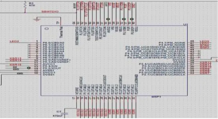 Fig 4. Schematic of port mapping between keyboard switches and msp430. 