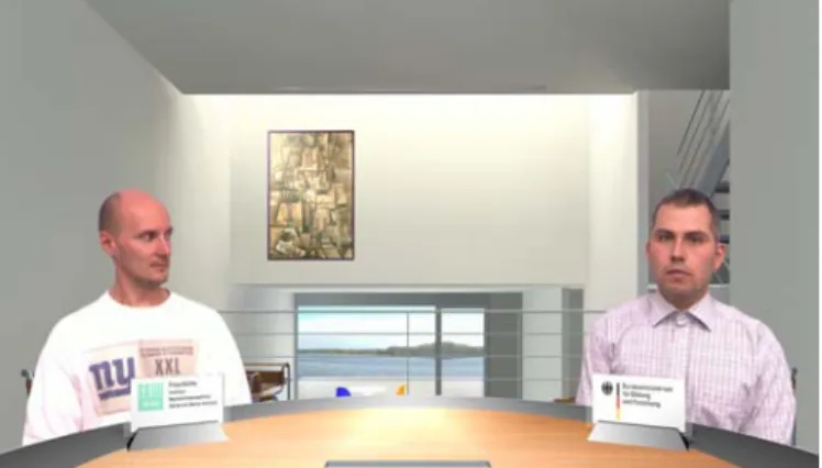 Figure 2: Video conferencing with the participants meeting in a virtual room.
