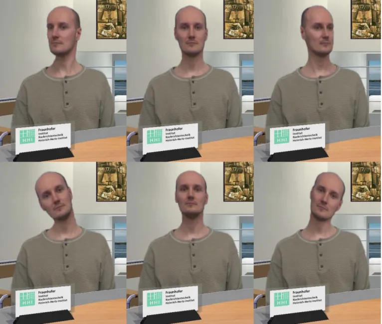 Figure 7: Different head positions created from a single camera frame using the proposed method