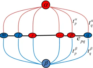 Figure 2.8: An example of α-β swap. Pα = {r, . . . , p} is the set of pixels whose currentlabel is α, indicated by red circles