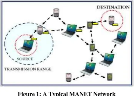 Figure 1: A Typical MANET Network 