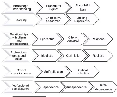 Figure 8: Properties of the development from student to professional practitioner (evolving practitioner) 