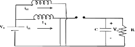 Fig 5.1(b)  Operation of interleaved Boost converter for mode 2  