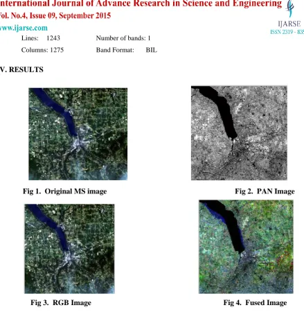 Fig. 1 shows the original MS image. Fig. 2 shows the- panchromatic image on which PCA has been applied