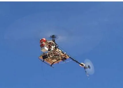 Fig. 7. Karma, developed at LAAS-CNRS, flying in experiments of the COMETS project (May 2003)
