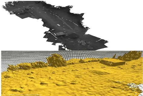 Fig. 9. Orthoimage and elevation map generated from a set of 100 aerial images taken by the blimp Karma
