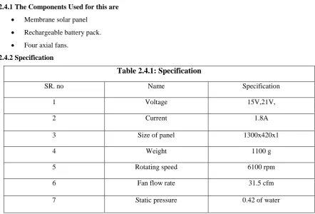 Table 2.4.1: Specification 