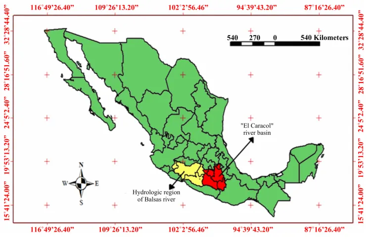 Figure 5. Localization of El Caracol river basin. 
