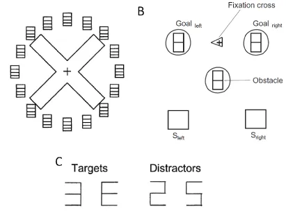 Figure 1.3. Stimuli arrangement for two studies using the dual-task perceptual 